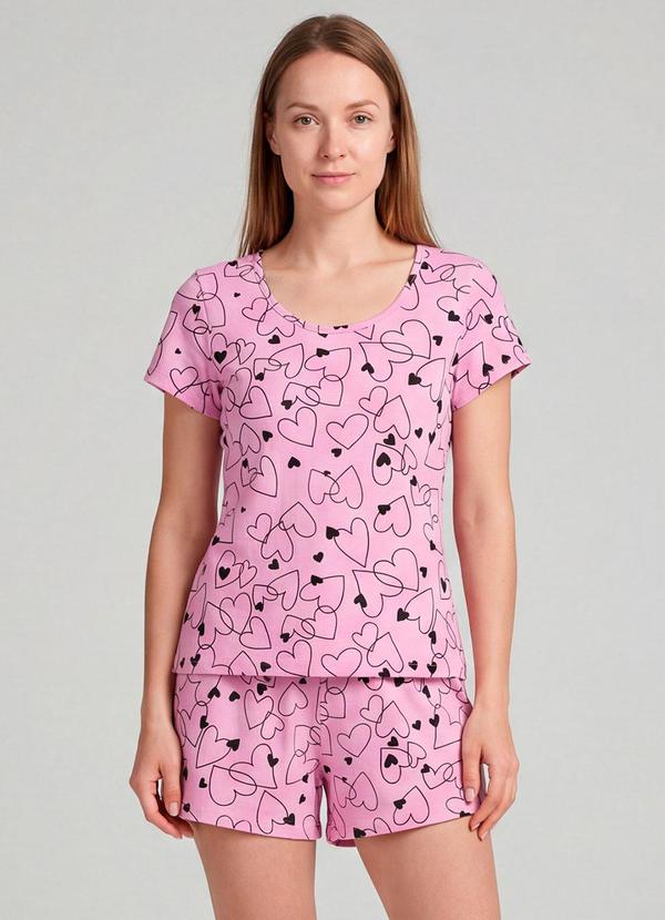 Pijama Feminina Short e Blusa Rosa