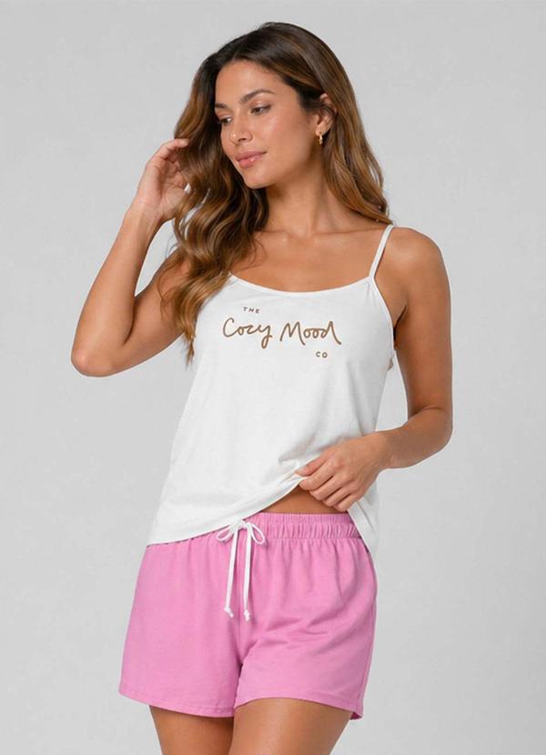 Pijama Feminino Blusa de Alça e Short Rosa