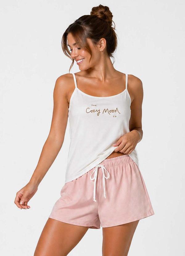 Pijama Feminino Blusa de Alça e Short Rosa