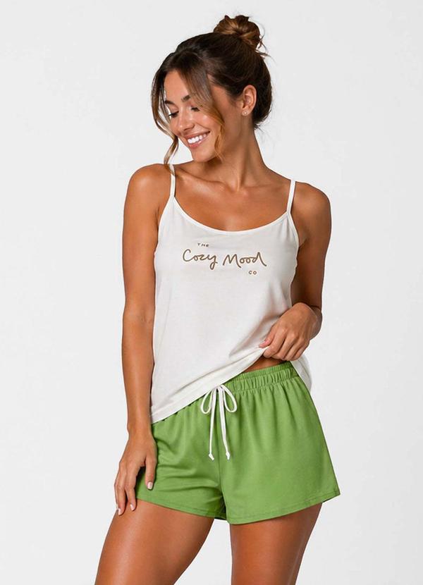 Pijama Feminino Blusa de Alça e Short Verde