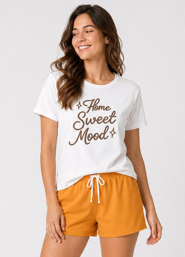 Pijama Feminino Blusa e Short Amarelo