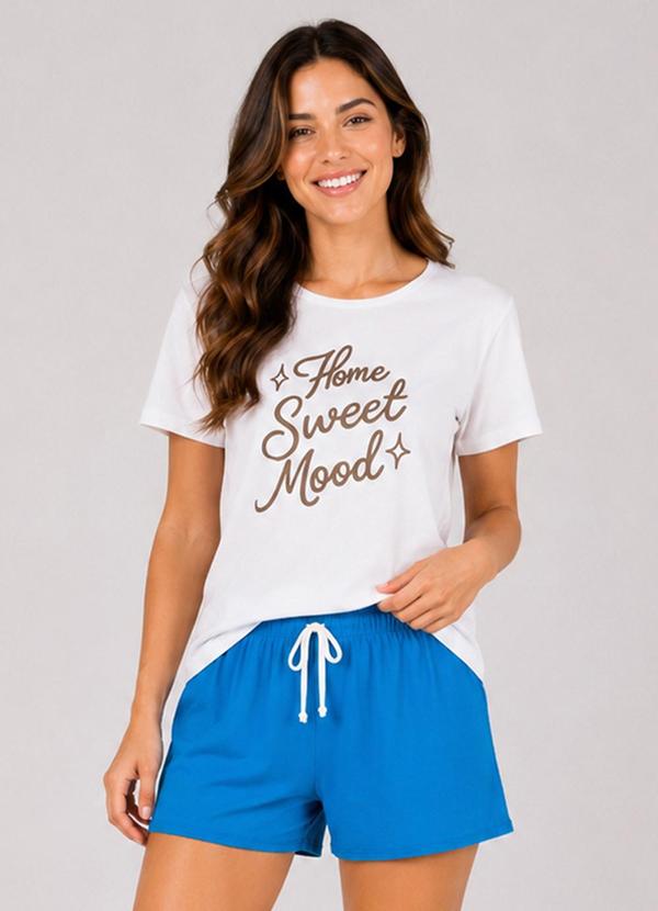 Pijama Feminino Blusa e Short Azul