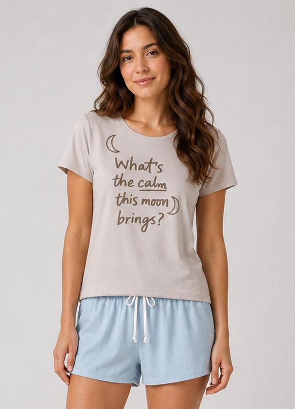 Pijama Feminino Blusa e Short Azul