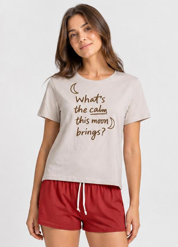 Pijama Feminino Blusa e Short Marrom