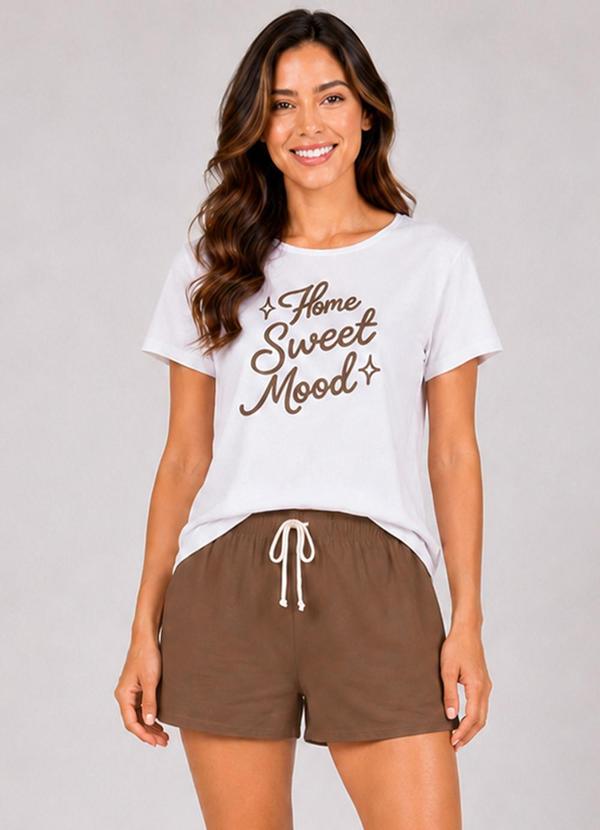 Pijama Feminino Blusa e Short Marrom
