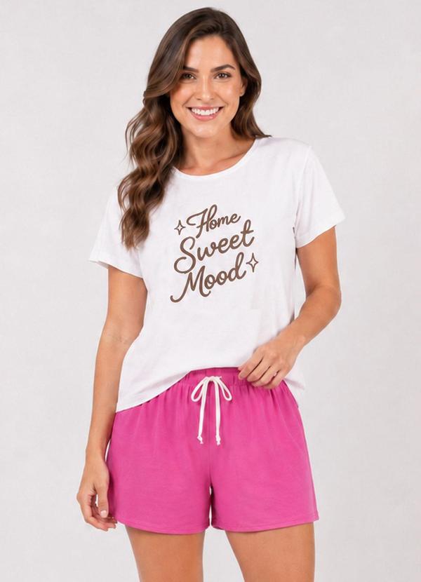 Pijama Feminino Blusa e Short Rosa
