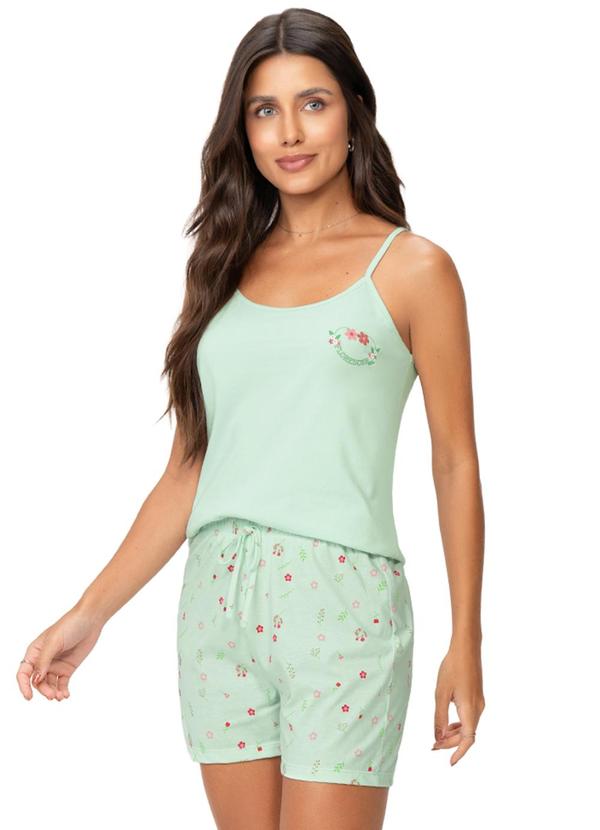 Pijama Feminino Blusa e Shorts com Alças Verde