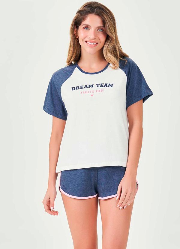 Vista 2 Pijama Feminino Curto Azul Espaço Pijama Espaço Pijama