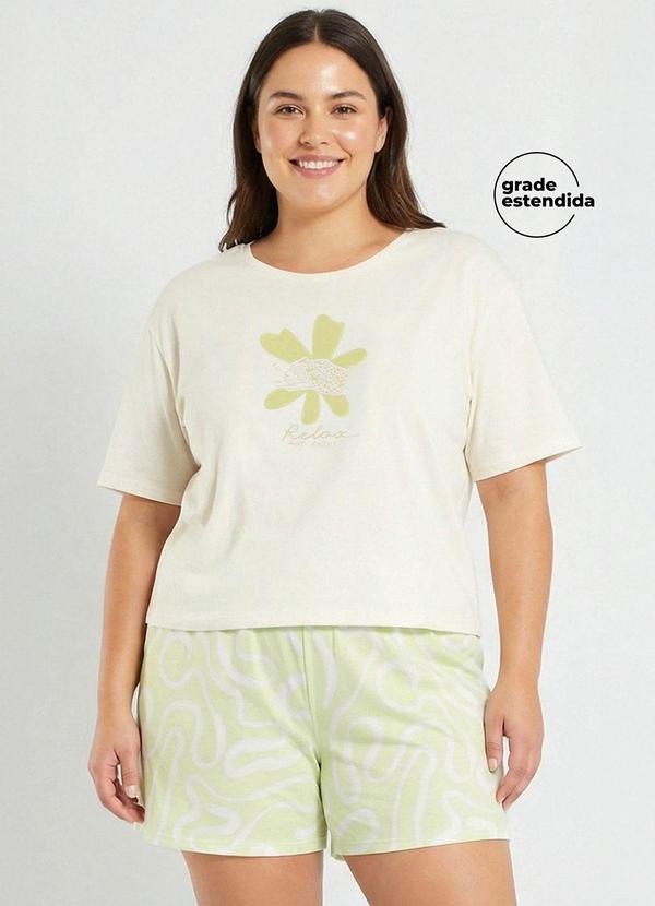 Pijama Feminino Estampado Relax Bege