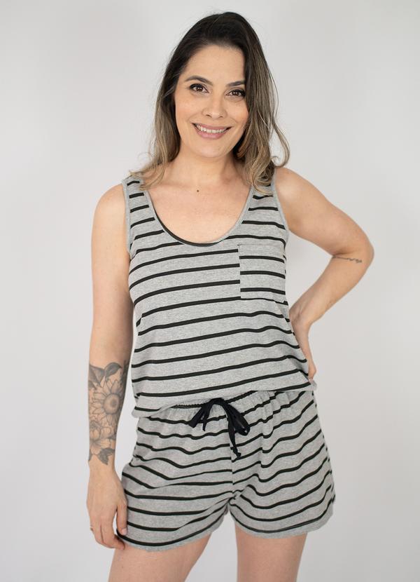 Vista 2 Pijama Feminino Regata Listrado Preto Piante Pijamas Piante Pijamas