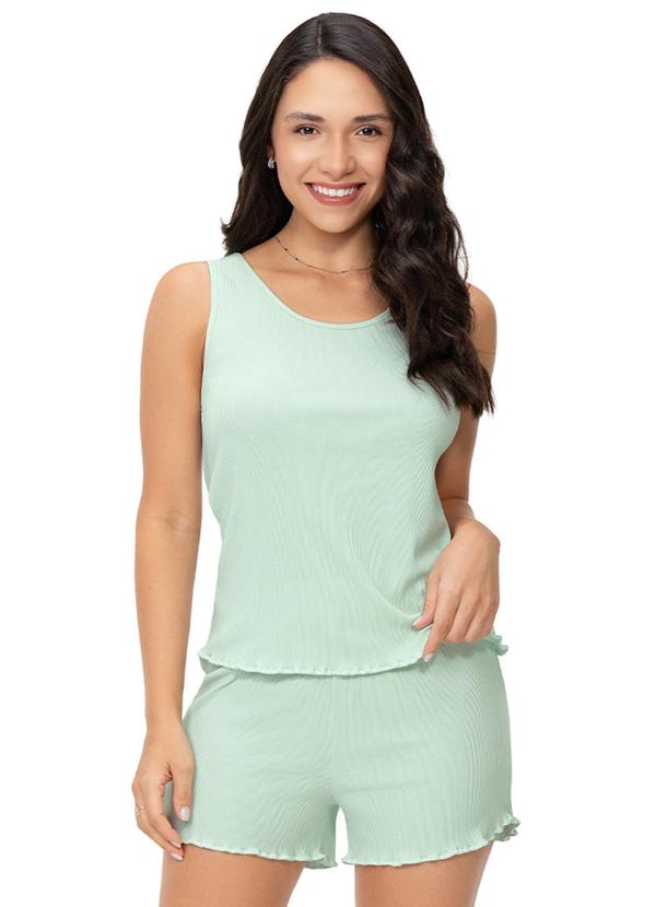 Pijama Feminino Regata Shorts Curto Alça Verde