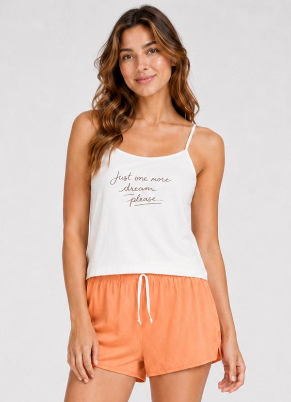 Pijama Feminino Short e Blusa de Alça Laranja