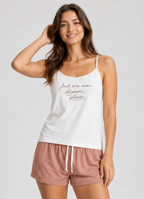 Pijama Feminino Short e Blusa de Alça Marrom