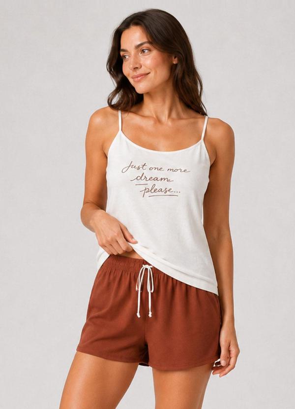 Pijama Feminino Short e Blusa de Alça Marrom
