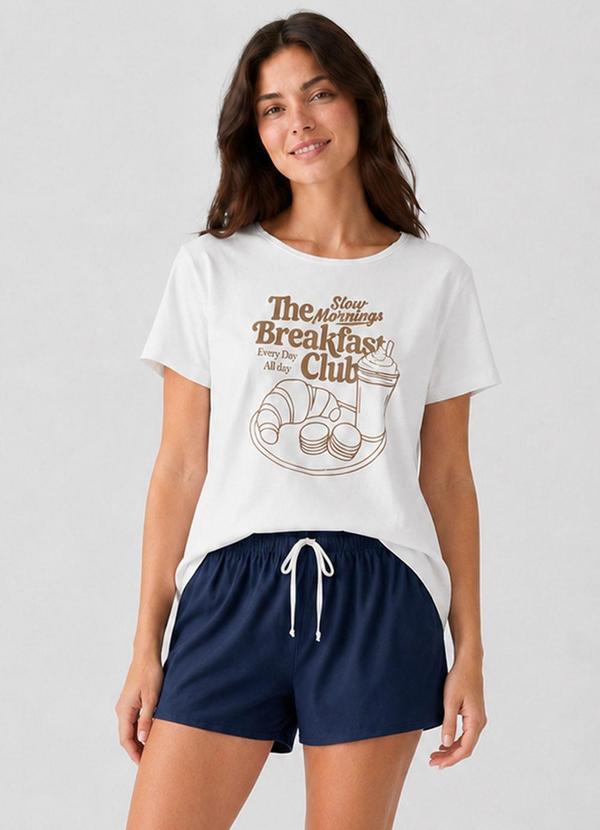 Pijama Feminino Shorts e Blusa Azul
