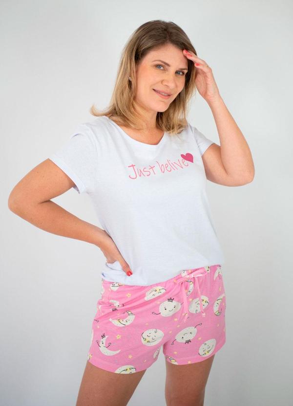 Pijama Manga Curta Liane Lua Rosa