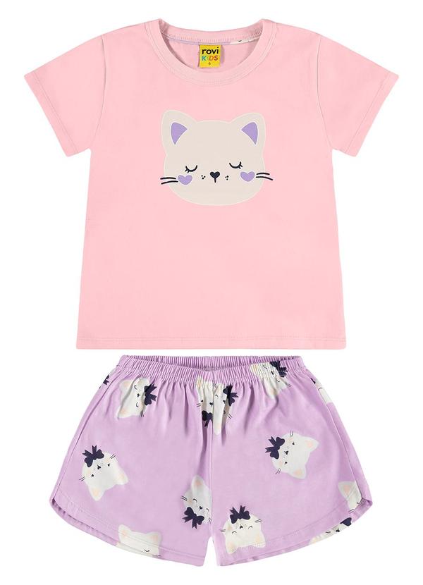 Vista 2 Pijama Meia Malha Rosa Rovi Kids Rovi Kids