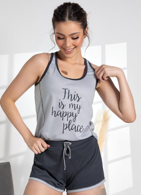 Vista 2 Pijama Place Happy em Malha de Poliéster Luma Homewear Luma Homewear