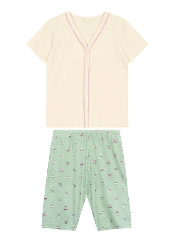 Pijama Poodle em Malha Off White