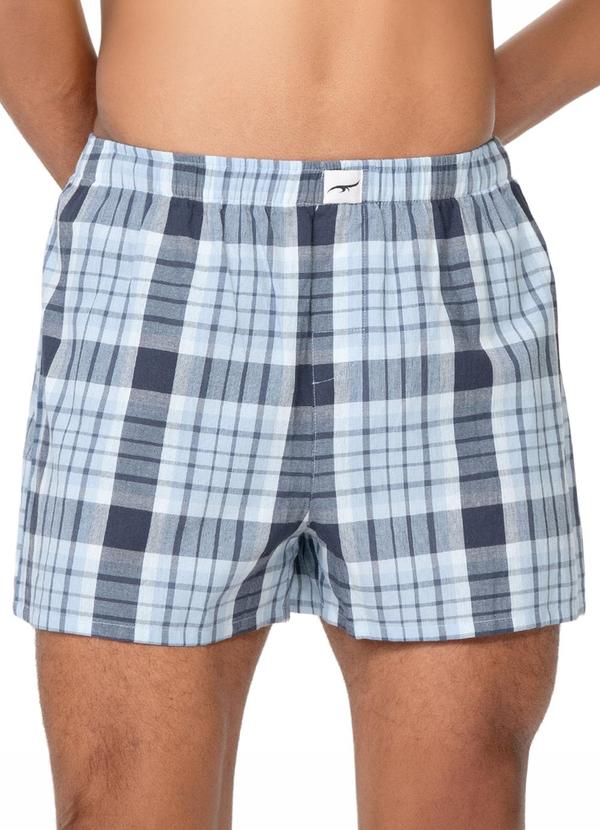 Cueca Samba Canção Xadrez em Algodão Azul
