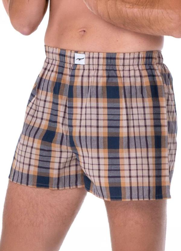 Cueca Samba Canção Xadrez em Algodão Marrom