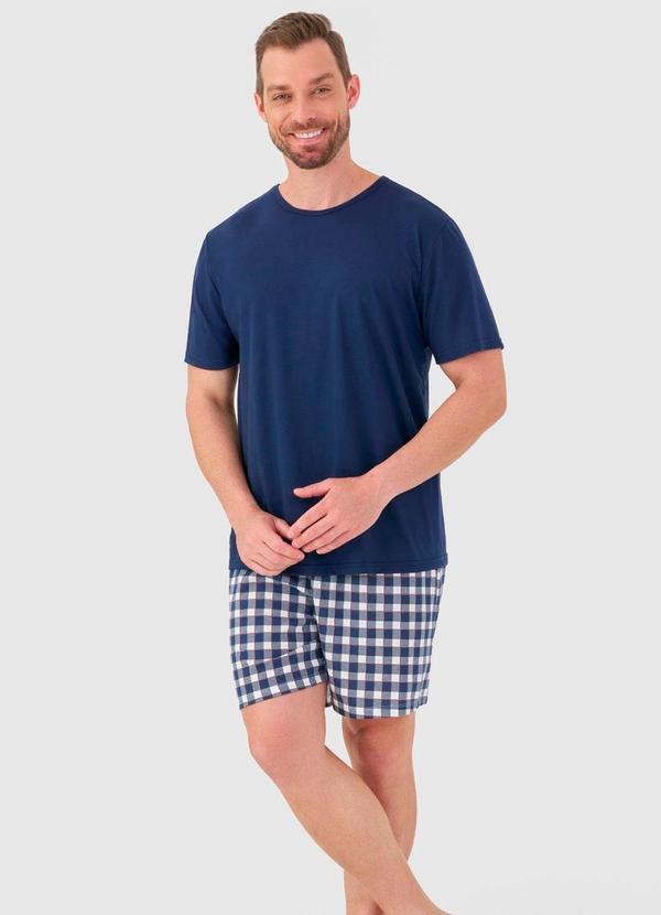 Pijama Curto Masculino Azul