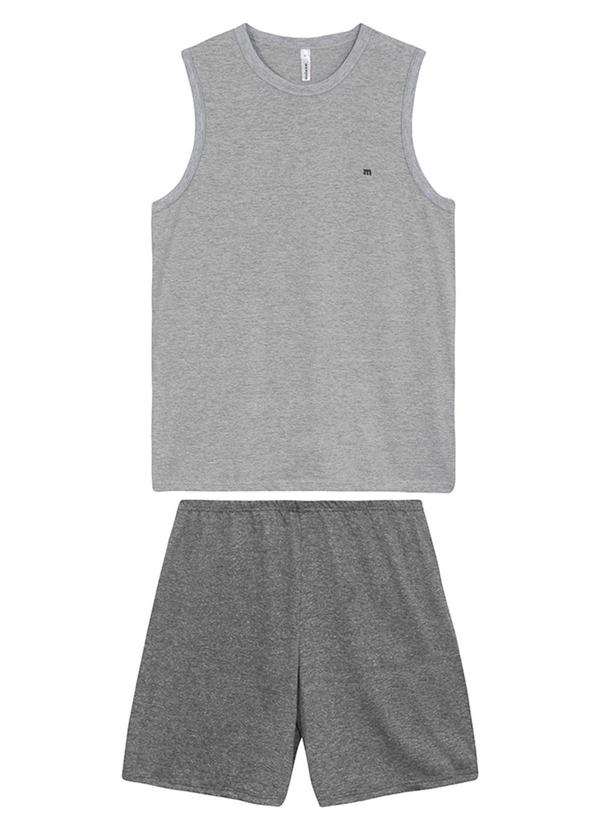 Pijama Curto Masculino com Bordado Cinza
