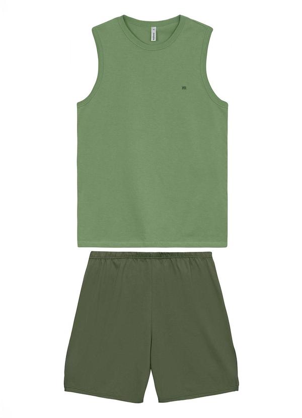 Pijama Curto Masculino com Bordado Verde Menta
