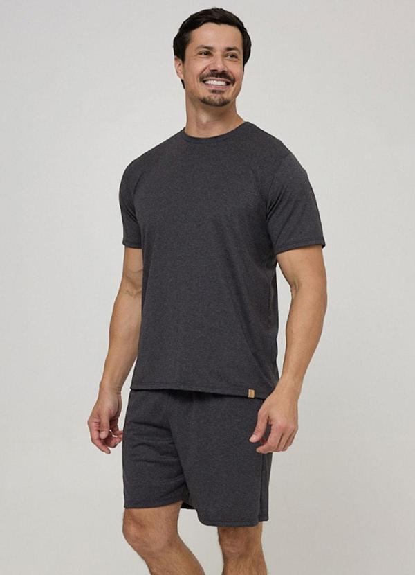 Pijama Curto Masculino Meia Malha Preto