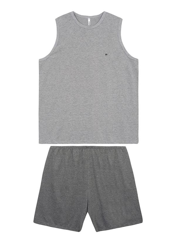 Pijama Curto Regata Bordada Cinza