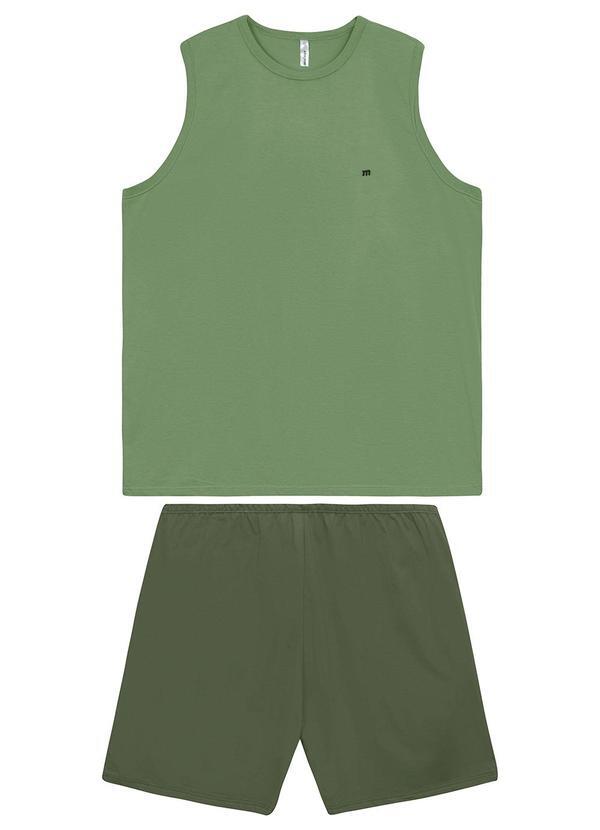 Pijama Curto Regata Bordada Verde Menta
