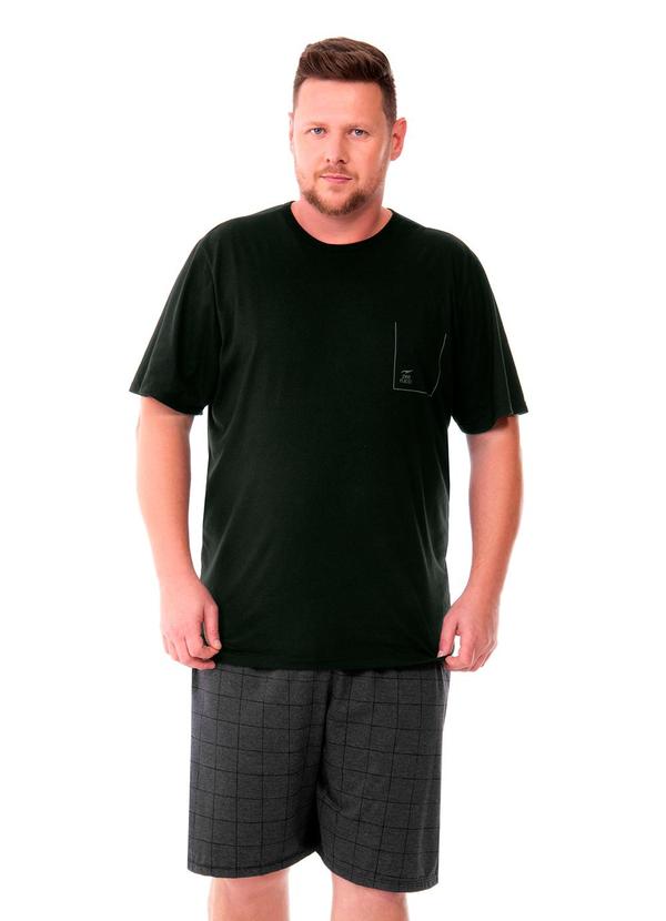 Pijama Decote Redondo e Bermuda Plus Preto