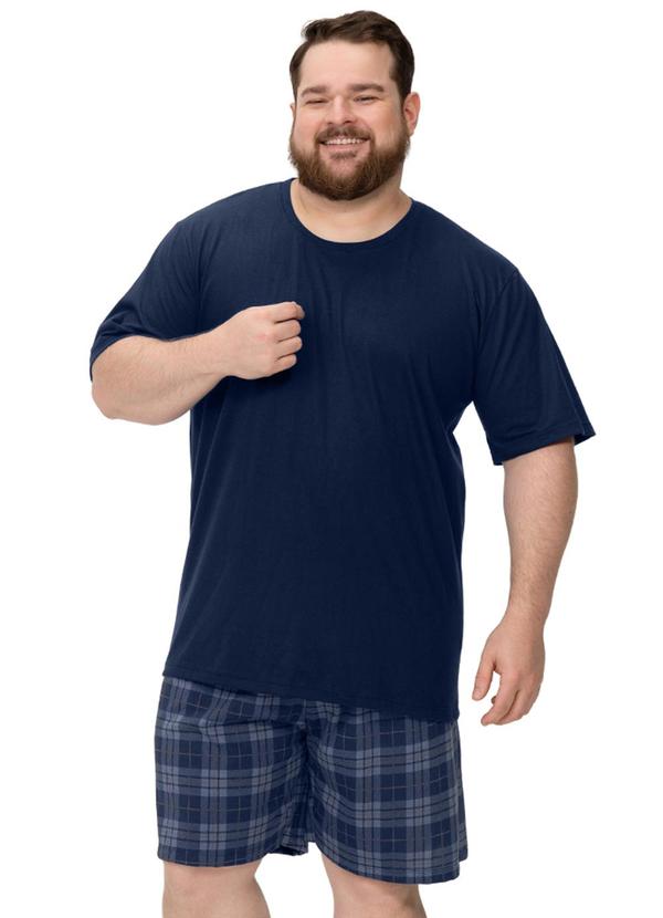 Pijama Masculino Plus Camiseta e Bermuda Azul