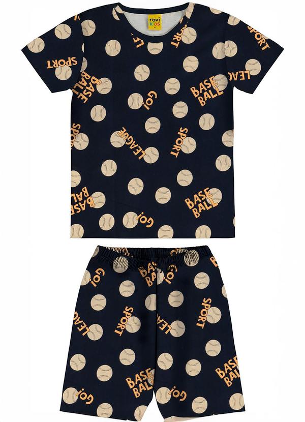 Pijama Meia Malha Azul