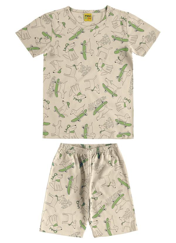 Pijama Meia Malha Bege