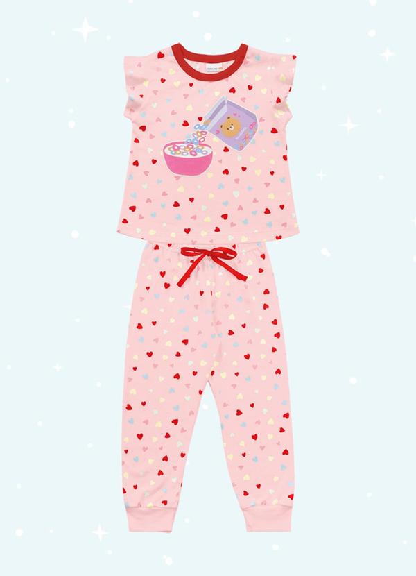 Vista 2 Cj.Pijama Blusa/Calca Rosa Fakini Kids Fakini Kids