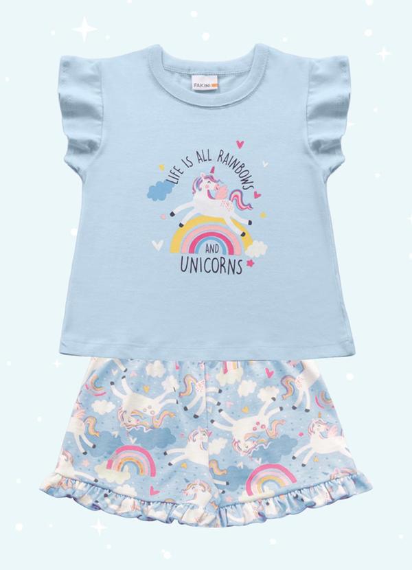 Conjunto Pijama Blusa e Shorts Azul