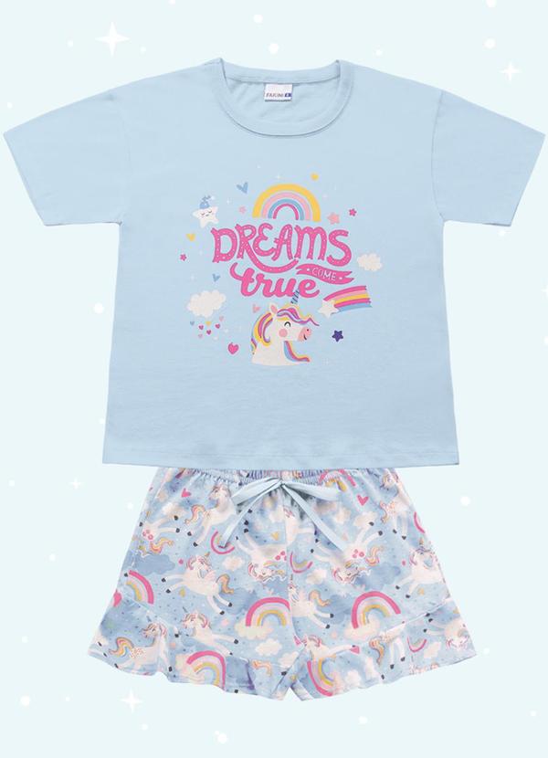 Vista 2 Cj.Pijama Blusa/Short Azul Fakini Kids Fakini Kids