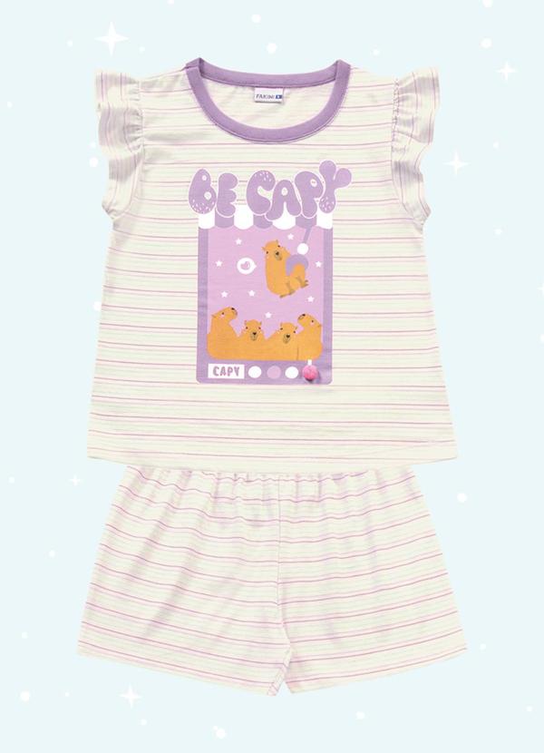 Conjunto Pijama Blusa e Shorts Bege