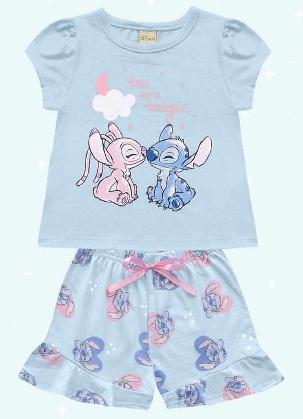 Vista 2 Cj.Pijama Blusa/Short Lilo & Stitch Azul Fakini Kids Fakini Kids