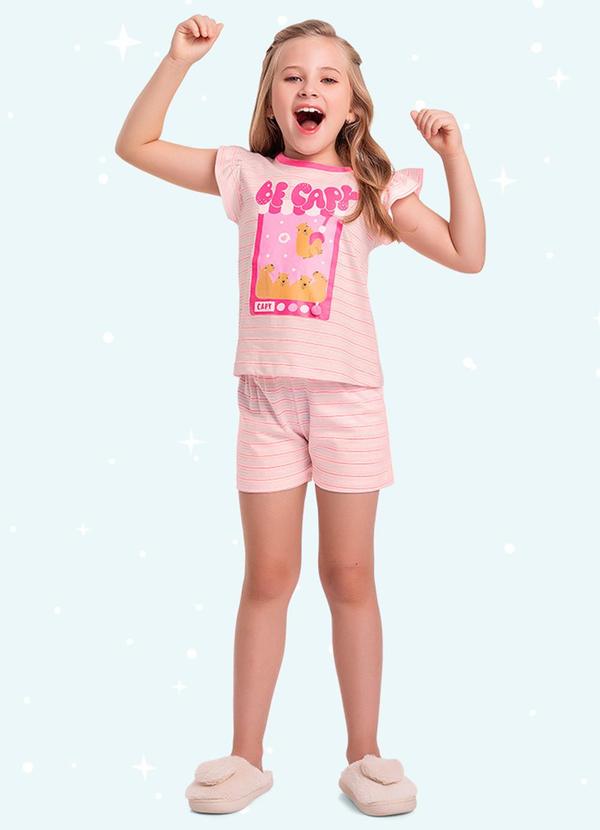 Conjunto Pijama Blusa e Shorts Rosa