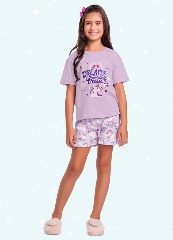Vista 2 Cj.Pijama Blusa/Short Roxo Fakini Kids Fakini Kids
