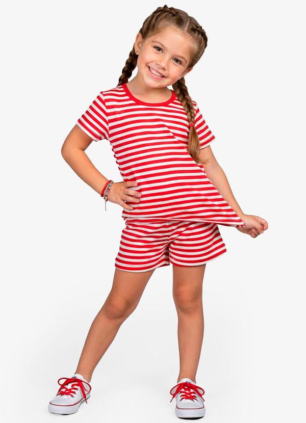 Vista 2 Conjunto Infantil Blusa com Shorts Vermelho Select Select
