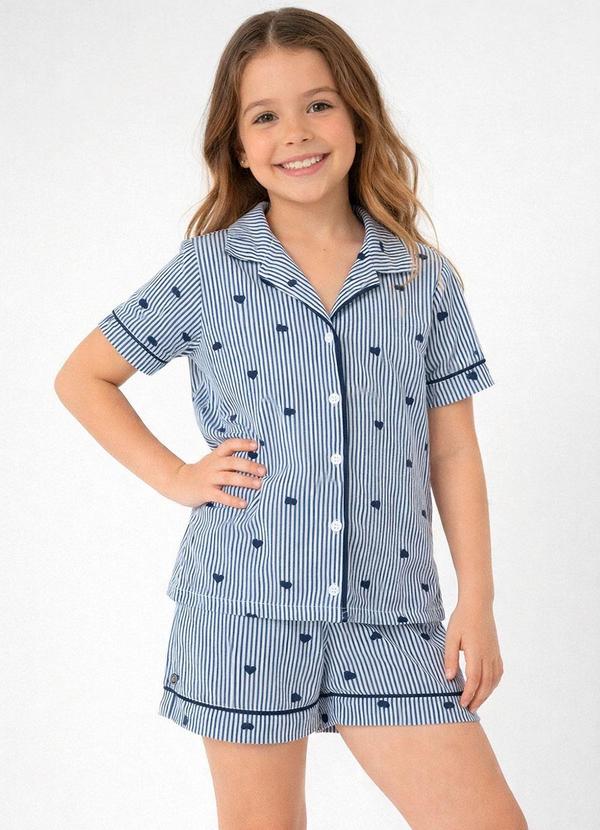 Pijama Americano Curto Helena Listrado Marinho