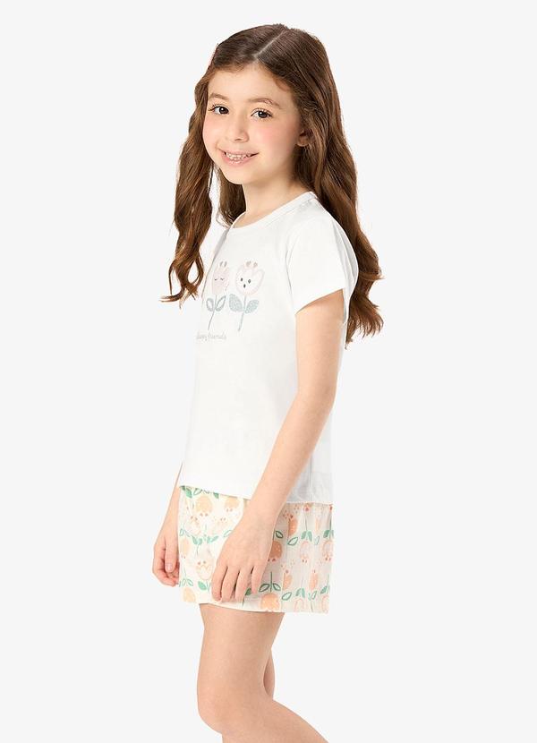 Pijama Blusa com Shorts Infantil Bege