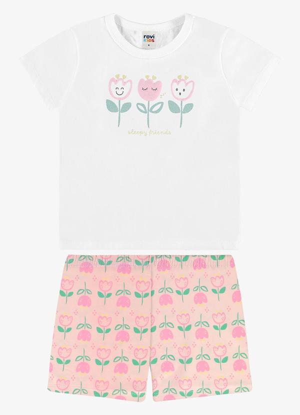 Pijama Blusa com Shorts Infantil Branco