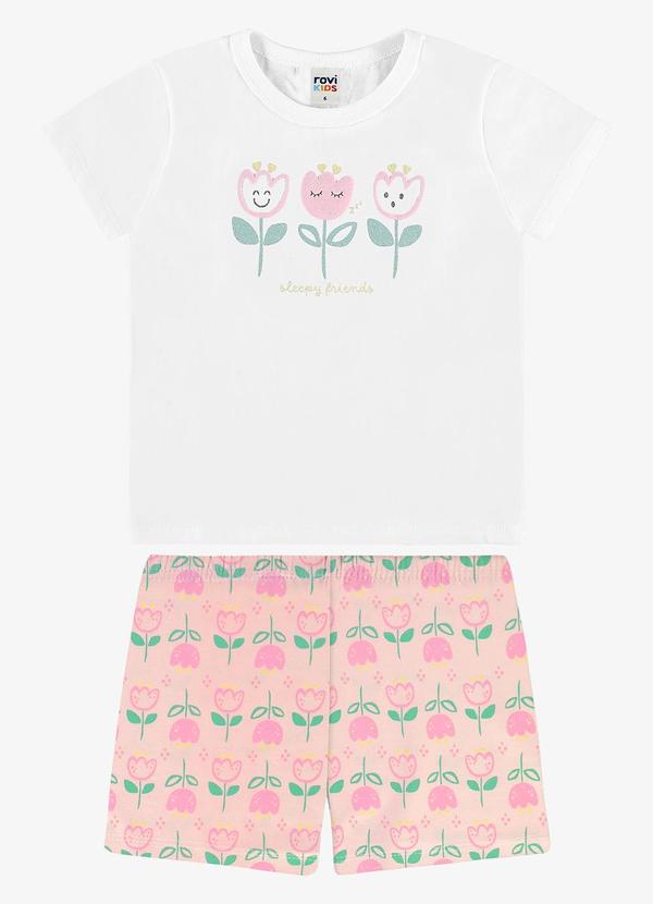 Pijama Blusa com Shorts Infantil Branco