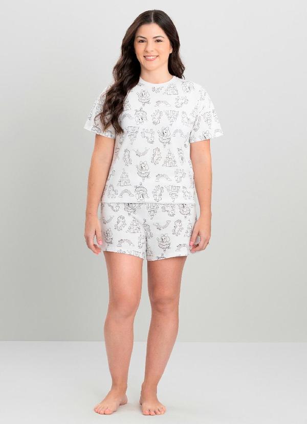 Pijama Blusa para Colorir e Short Quimby Branco