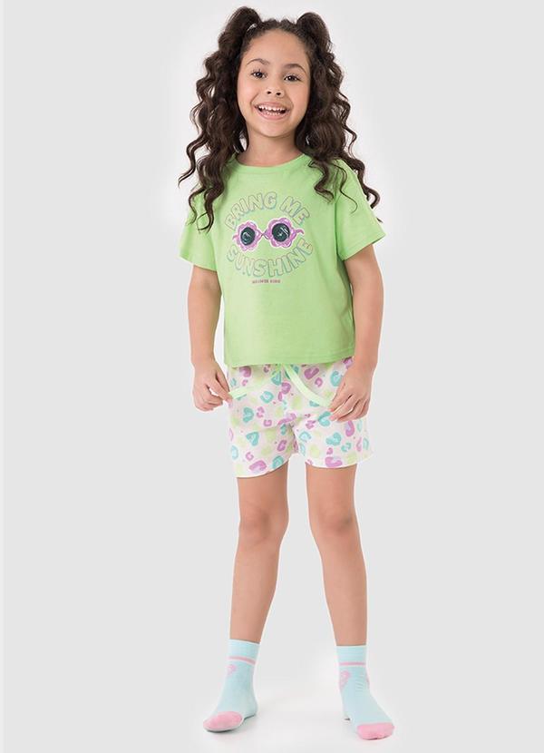 Vista 2 Pijama Bring Me Sunshine Brilha no Escuro Verde Malwee Kids Malwee Kids