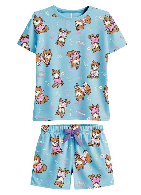 Pijama Cachorrinhos Brilha no Escuro Azul